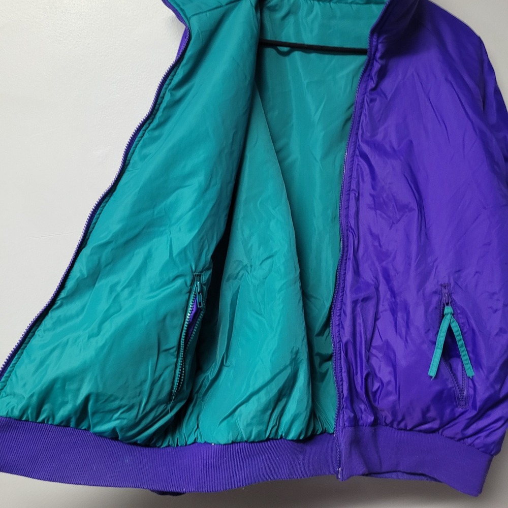 Columbia Vintage Reversible Jacket Mens Large Teal Purple Radial Sleeve Vintage - Picture 9 of 13